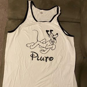 White tank with Pluto graphic